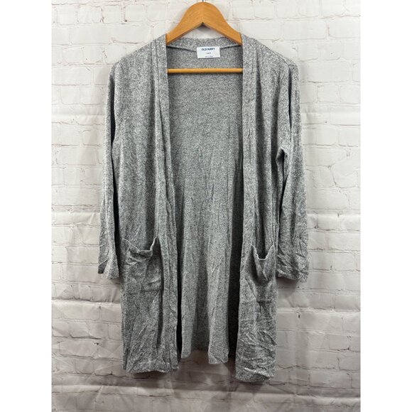 Old Navy Size Large Gray Open Front Cardigan Sweater Top Women Stylish Pockets - Picture 1 of 6